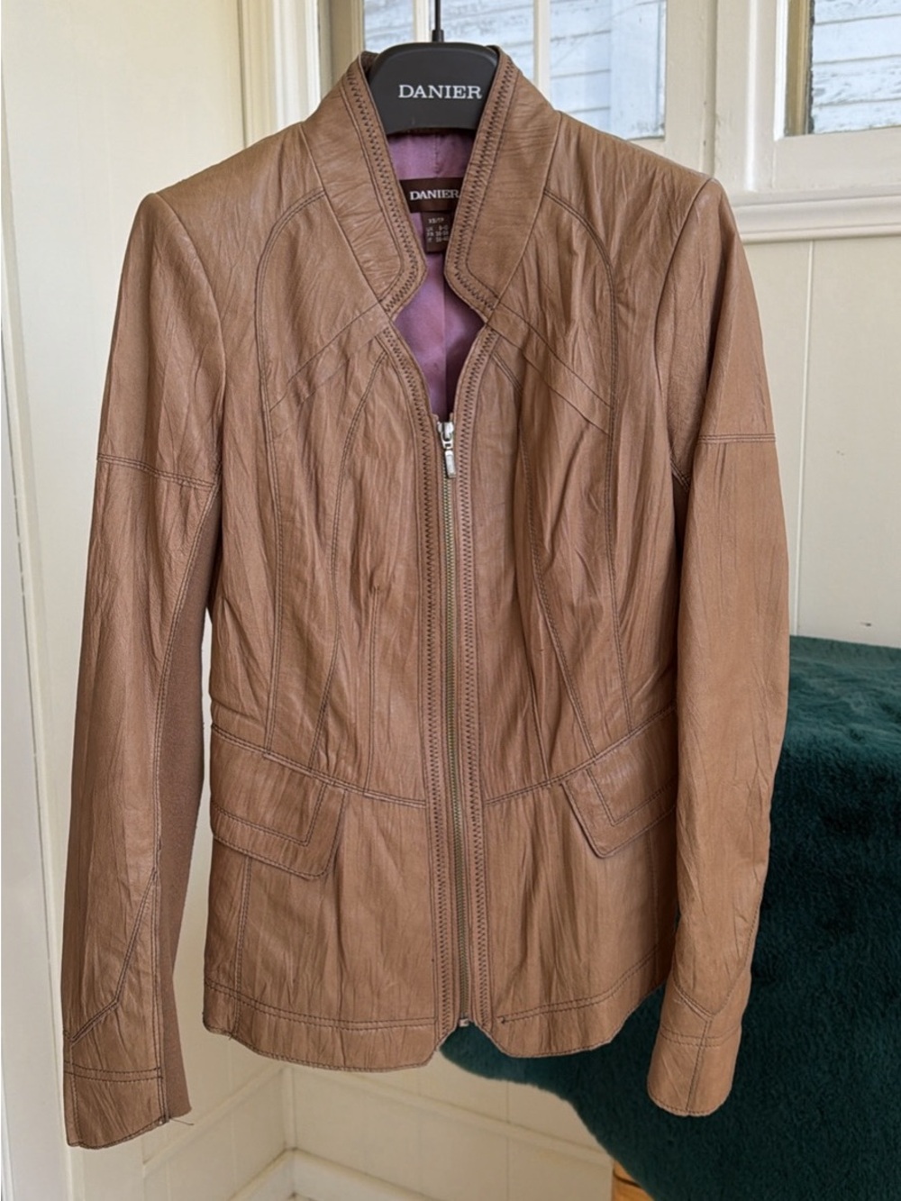 Danier Women's Light Brown Leather Zip Jacket